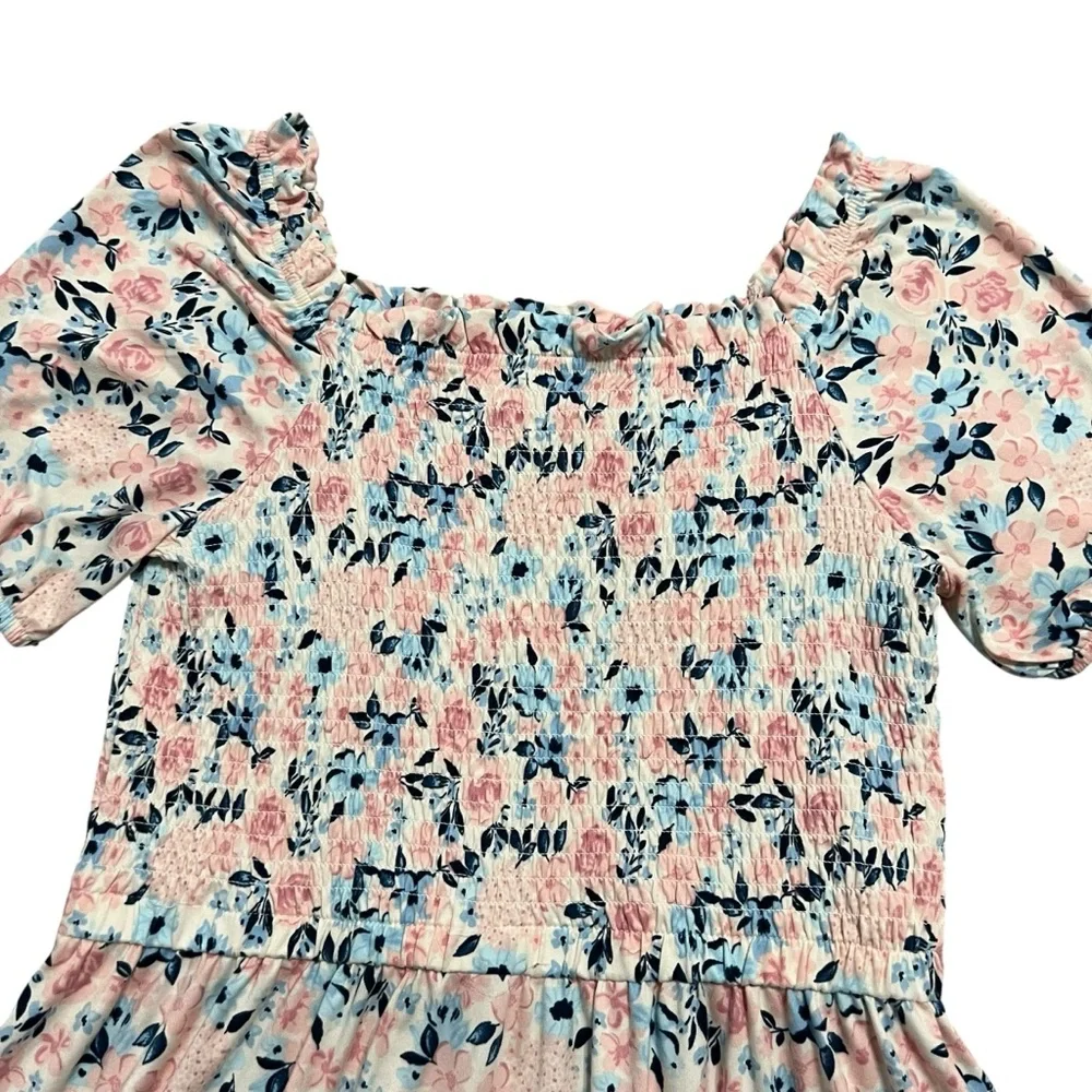 BCBG Girls L (14/16) Pink and Blue Floral Print Twirl Dress